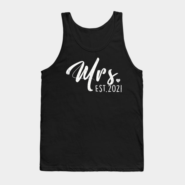 Mrs Est 2021 Gift for Couples Wedding Anniversary Newlywed Matching Tank Top by Otis Patrick